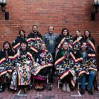Group of 2024 Dreamstarter participants wearing traditional Native blankets.