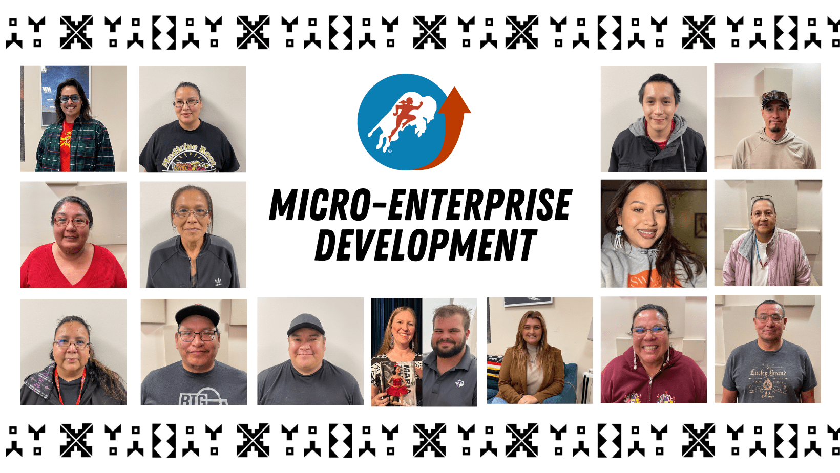 Collage of participants in the Micro-Enterprise Development 2024-2025 program by Running Strong, supporting Native-owned small businesses.