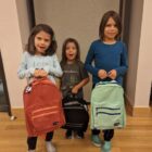 Native American children ready to go to school.