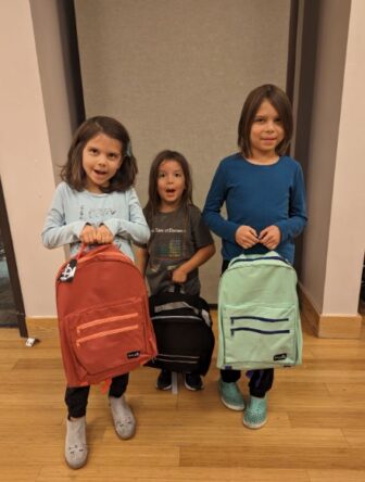 Native American children ready to go to school.