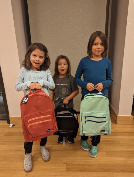 Native American children ready to go to school.