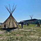 Pine Ridge Reservation tipis being constructed by Running Strong culture class