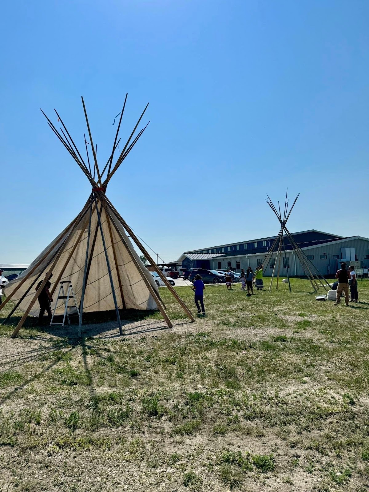 Pine Ridge Reservation tipis being constructed by Running Strong culture class
