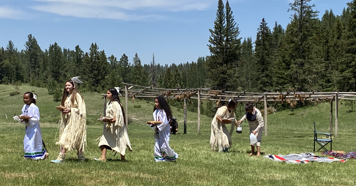 Afraid of Bear American Horse Tiospaye Granddaughers Leaving Ceremonial Grounds