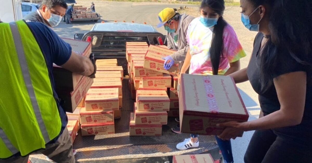 jacob crane and friends unload frozen food masks covid navajo