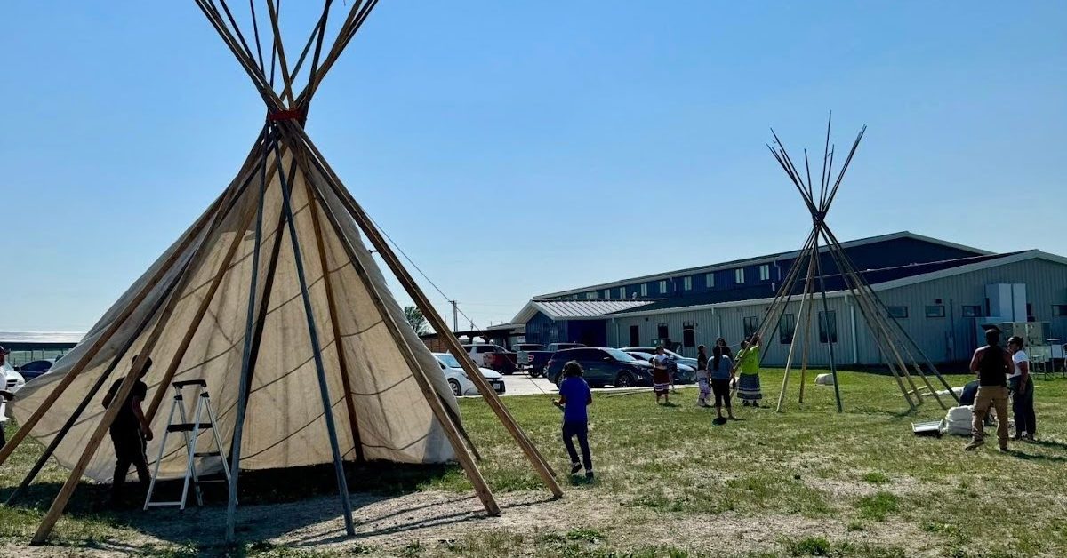 Pine Ridge Reservation tipis being constructed by Running Strong culture class