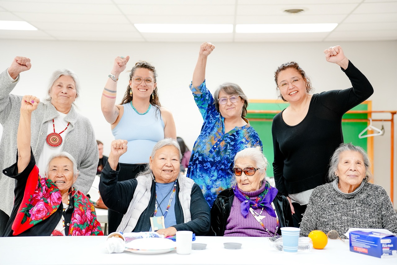 Native elders celebrating together at community wellness event supported by Running Strong Healthy Elder Box program