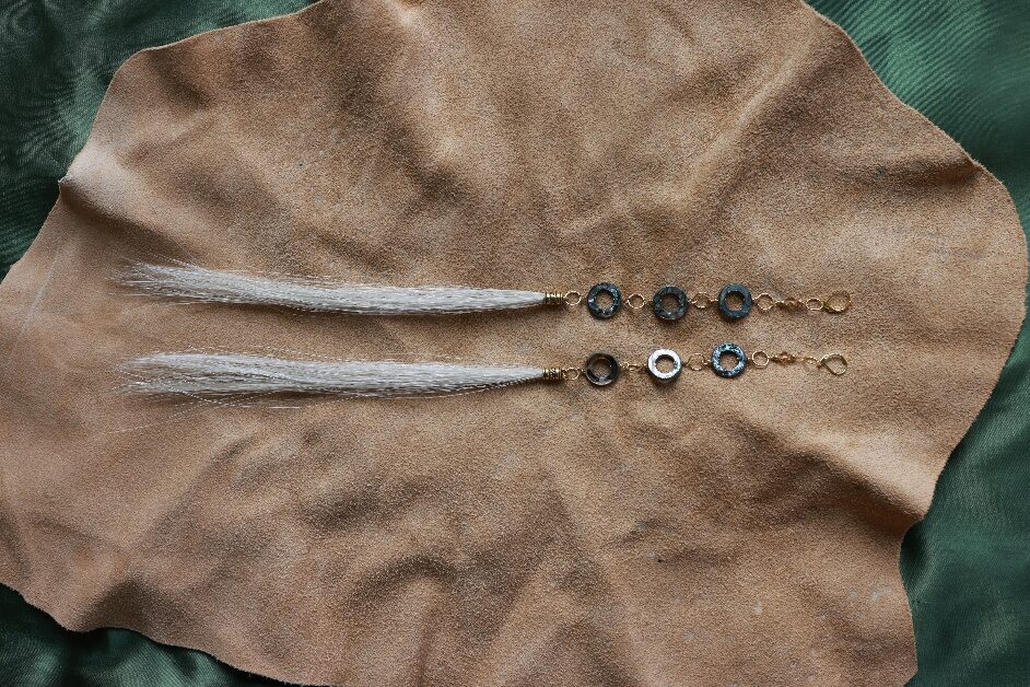 Dentalium shell jewelry created by Jarrette Werk