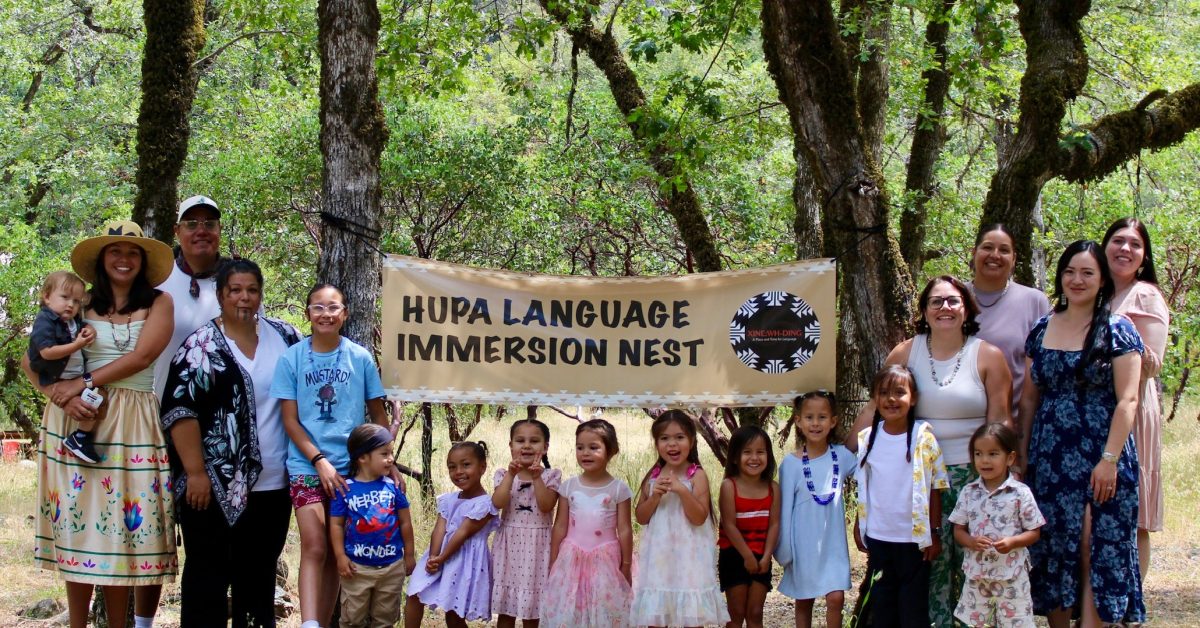 Students and teachers celebrate the end of the Hupa Language Immersion Nest year